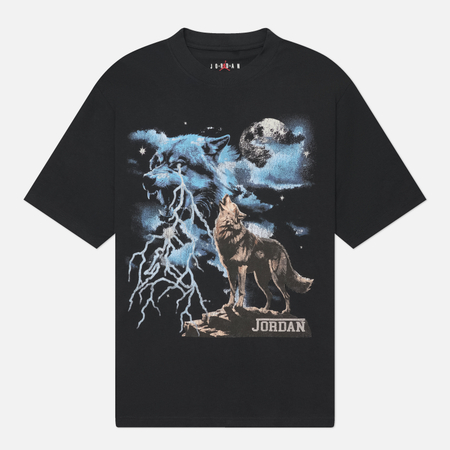 фото Мужская футболка jordan big wolf graphic, цвет чёрный, размер s