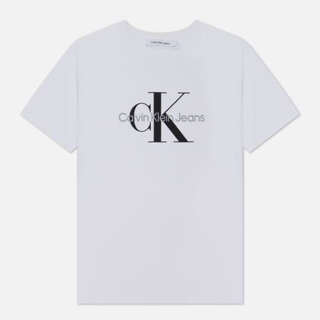 фото Женская футболка calvin klein jeans monogram, цвет белый, размер xs