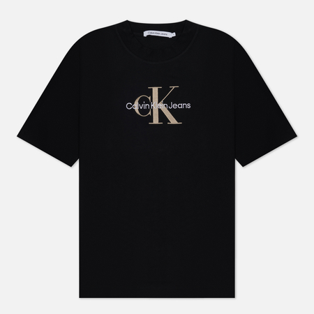 фото Женская футболка calvin klein jeans premium monologo, цвет чёрный, размер xs