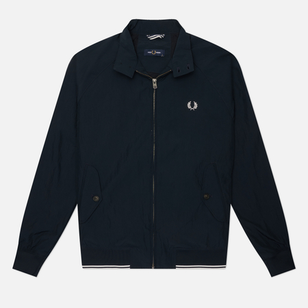 фото Мужская куртка харрингтон fred perry crinkle harrington, цвет синий, размер m