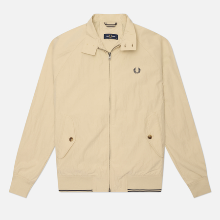 фото Мужская куртка харрингтон fred perry crinkle harrington, цвет бежевый, размер xxl