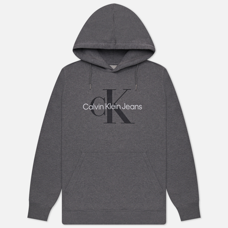 фото Мужская толстовка calvin klein jeans core monologo hoodie, цвет серый, размер s