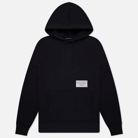фото Мужская толстовка calvin klein jeans bold logo colorblock hoodie, цвет чёрный, размер s