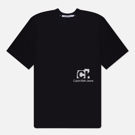 фото Мужская футболка calvin klein jeans connected layer landscape, цвет чёрный, размер s