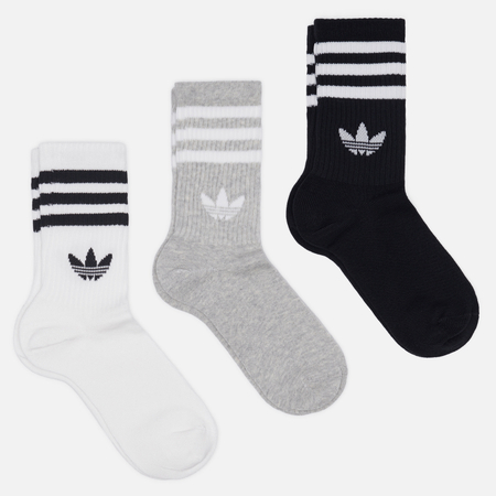 фото Комплект носков adidas originals 3-stripes crew, цвет комбинированный, размер 37-39 eu