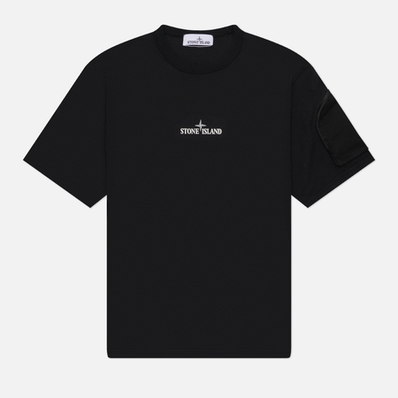 фото Мужская футболка stone island combed organic cotton jersey, цвет чёрный, размер m