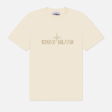 фото Мужская футболка stone island institutional two, цвет бежевый, размер xxl