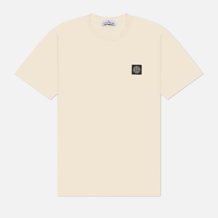 фото Мужская футболка stone island compass patch, цвет бежевый, размер m