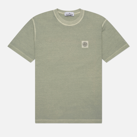 фото Мужская футболка stone island organic cotton jersey fissato effect, цвет зелёный, размер m