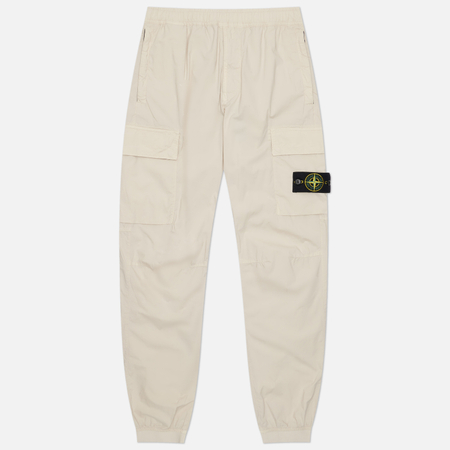 фото Мужские брюки stone island stretch cotton tela paracadute, цвет бежевый, размер 33