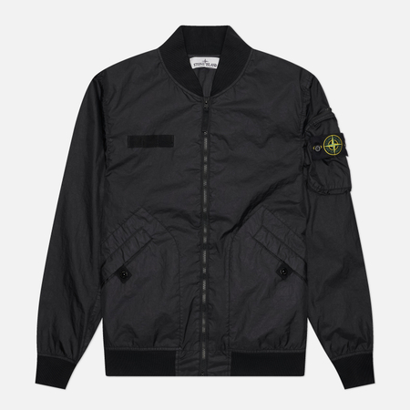фото Мужская куртка бомбер stone island membrana 3l tc, цвет чёрный, размер s