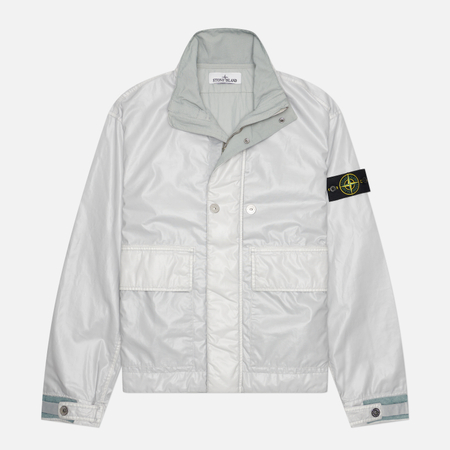 фото Мужская демисезонная куртка stone island mussola gommata-tc, цвет серый, размер m