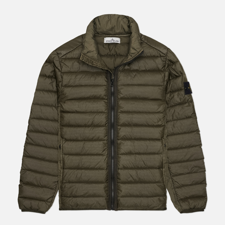 фото Мужской пуховик stone island loom woven chambers down-tc lightweight, цвет зелёный, размер m