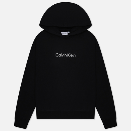 фото Женская толстовка calvin klein jeans hero logo hoodie, цвет чёрный, размер xs