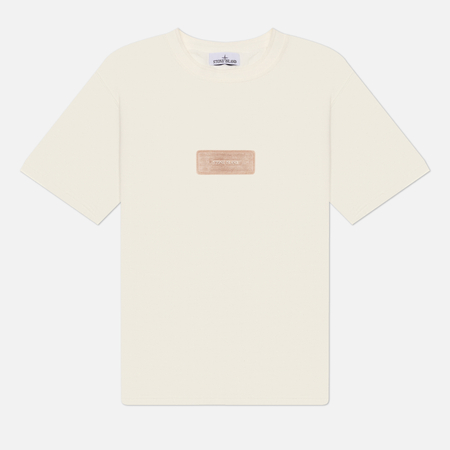 фото Мужская футболка stone island heavy cotton raw beauty, цвет белый, размер s