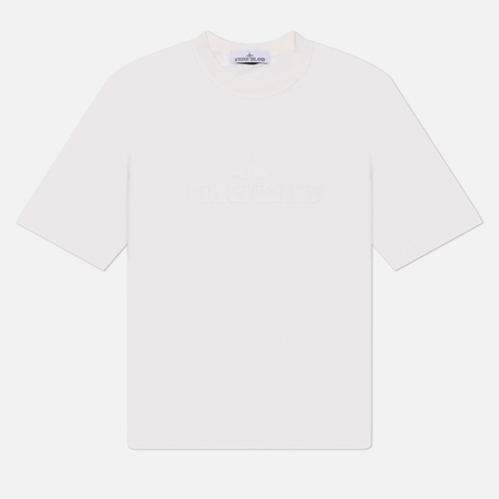 фото Мужская футболка stone island combed organic cotton jersey oversize, цвет белый, размер xl