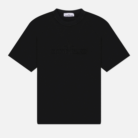 фото Мужская футболка stone island combed organic cotton jersey oversize, цвет чёрный, размер m