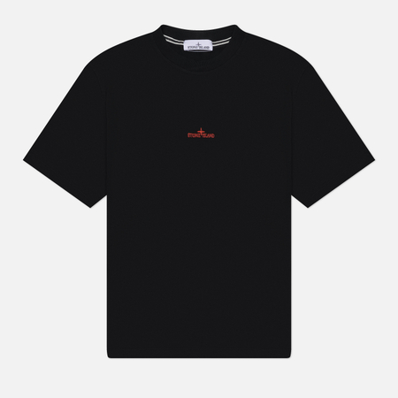 фото Мужская футболка stone island megacity sky combed organic cotton jersey, цвет чёрный, размер s