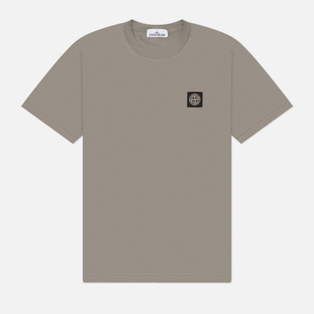 фото Мужская футболка stone island 60/2 cotton jersey slim, цвет серый, размер l