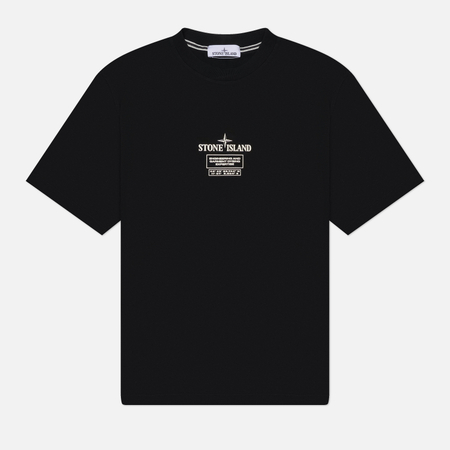фото Мужская футболка stone island combed organic cotton jersey industrial logos, цвет чёрный, размер m