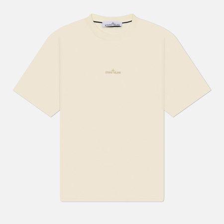 фото Мужская футболка stone island erosion compass print, цвет бежевый, размер s