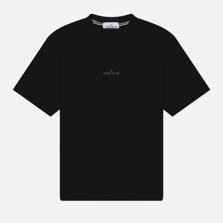 фото Мужская футболка stone island combed organic cotton jersey logo printed, цвет чёрный, размер l