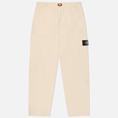 фото Мужские брюки stone island recycled cotton canvas cargo raw beauty, цвет бежевый, размер 33