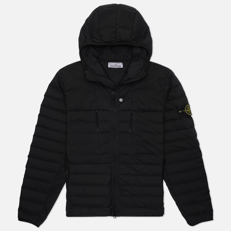 фото Мужской пуховик stone island seamless tunnel stretch nylon down-tc, цвет чёрный, размер m
