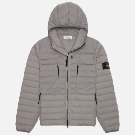 фото Мужской пуховик stone island seamless tunnel stretch nylon down-tc, цвет серый, размер l
