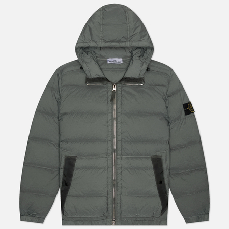 фото Мужской пуховик stone island seamless tunnel nylon down-tc, цвет серый, размер xl
