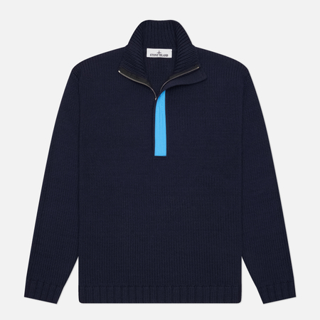 фото Мужской свитер stone island marina half-zip, цвет синий, размер s