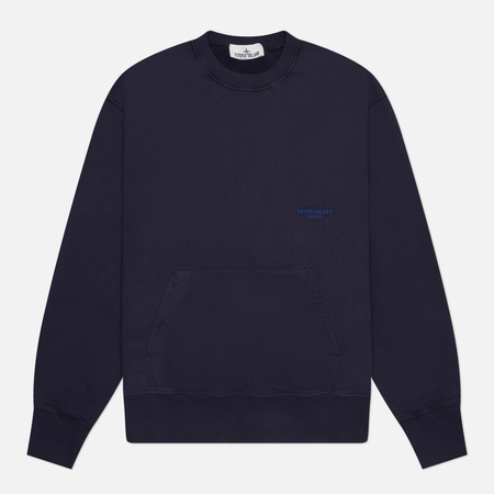 фото Мужская толстовка stone island marina brushed organic cotton fleece, цвет синий, размер m