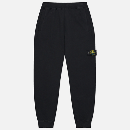 фото Мужские брюки stone island brushed organic cotton fleece regular joggers, цвет чёрный, размер l