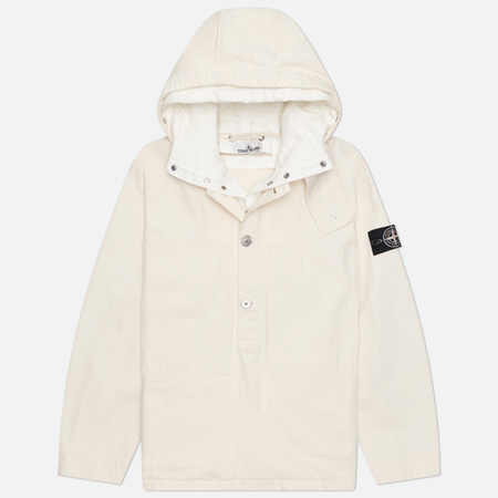 фото Мужская куртка анорак stone island natural cotton gabardine raw beauty, цвет бежевый, размер xl
