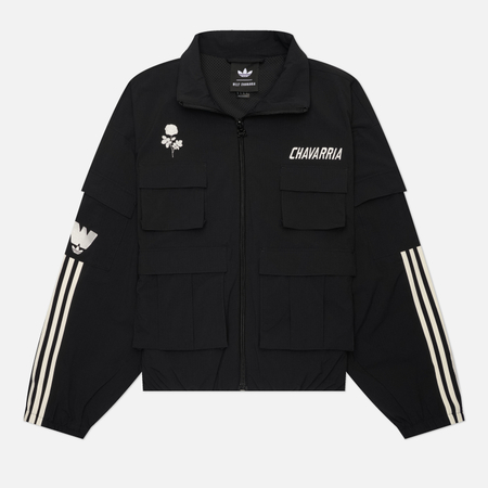 фото Мужская куртка ветровка adidas originals x willy chavarria logo cargo track, цвет чёрный, размер m