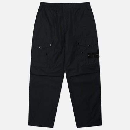 фото Мужские брюки stone island ghost piece all-weather cotton canvas loose cargo, цвет чёрный, размер 36