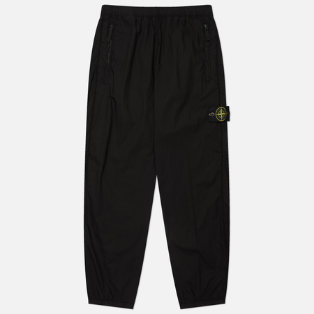 фото Мужские брюки stone island stretch cotton tela paracadute loose jogger, цвет чёрный, размер 31