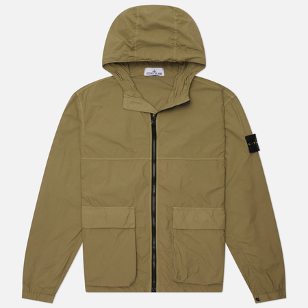 фото Мужская куртка ветровка stone island nylon smerigliato-tc hooded, цвет оливковый, размер m