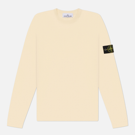 фото Мужской свитер stone island light raw hand organic cotton regular, цвет белый, размер l