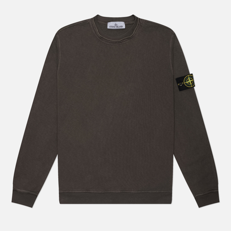 фото Мужская толстовка stone island malfile fleece old effect regular crewneck, цвет серый, размер m