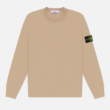 фото Мужская толстовка stone island organic cotton fleece midweight crewneck, цвет бежевый, размер xl