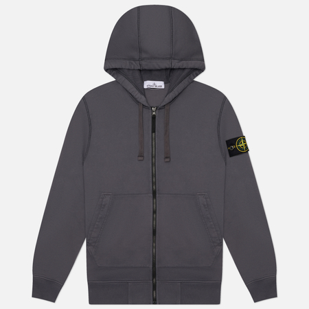 фото Мужская толстовка stone island organic cotton fleece midweight zip-up hoodie, цвет синий, размер xl