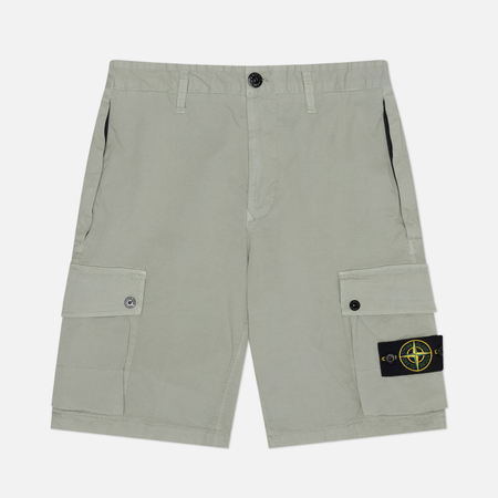 фото Мужские шорты stone island stretch organic cotton twill slim, цвет зелёный, размер 33