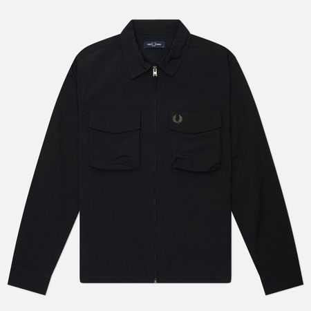 фото Мужская рубашка fred perry ripstop pocket overshirt, цвет чёрный, размер m