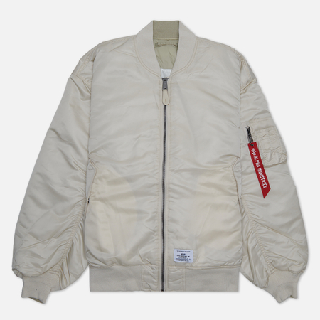 фото Мужская куртка бомбер alpha industries ma-1 bloodchit gen ii flight oversized, цвет бежевый, размер xs