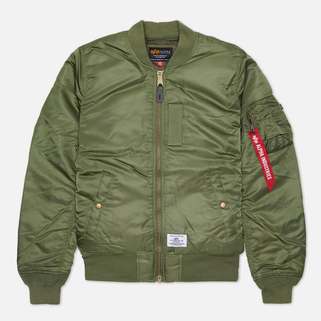 фото Мужская куртка бомбер alpha industries ma-1 mod flight, цвет оливковый, размер s