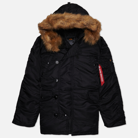 фото Мужская куртка парка alpha industries n-3b heritage, цвет чёрный, размер s
