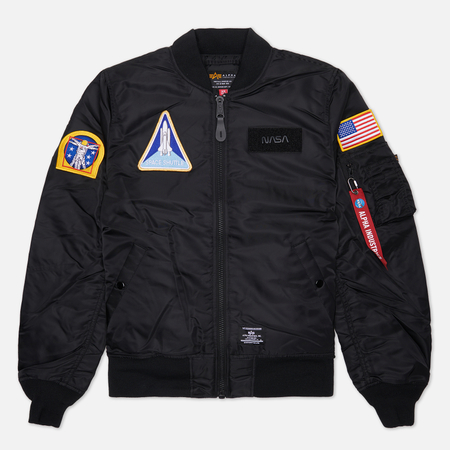 фото Мужская куртка бомбер alpha industries nasa ma-1 flight gen ii, цвет чёрный, размер s