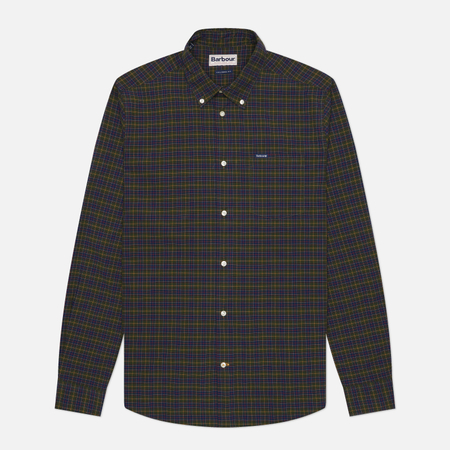 фото Мужская рубашка barbour lomond tailored, цвет оливковый, размер m