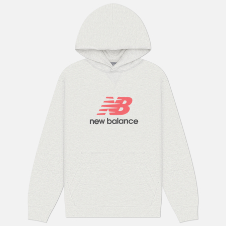 фото Мужская толстовка new balance athletics french terry logo hoodie, цвет серый, размер xl